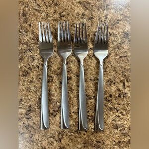 Oneida MADELINE Stainless Dinner Fork Glossy Flatware Frosted/Satin Lot Of 4